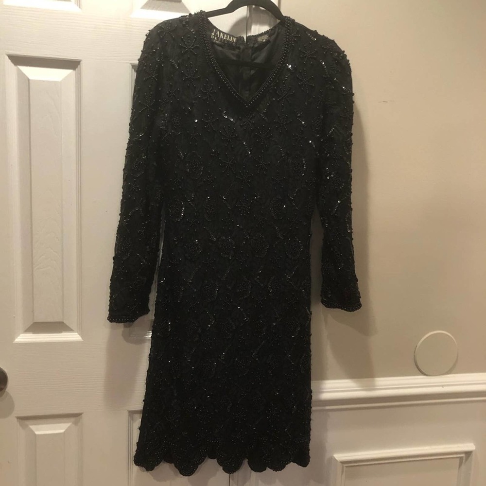 Vintage Jakelin Black Sequins & Beaded dress M